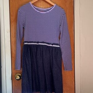 Cat & Jack Purple Striped Dress with Navy Skirt